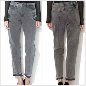 GUESS Los Angeles Gray Embroidered Skinny Jeans Size 29 Stars Rose Detail